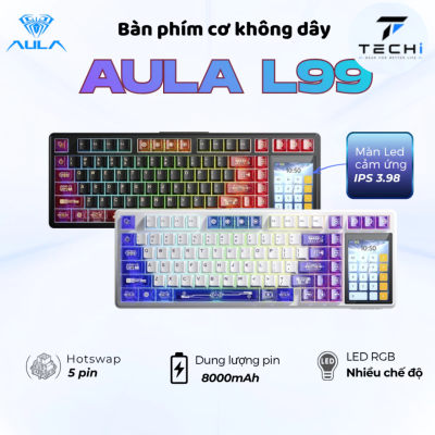 Bàn phím cơ không dây AULA L99 kết nối Bluetooth - Phù hợp cho PC, Laptop -Màn Led IPS cảm ứng -Có led RGB tùy chỉnh app